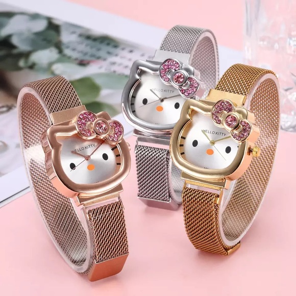 HELLO KITTY ROSE GOLD MESH STRAP WATCH - NEW! - Picture 16 of 16